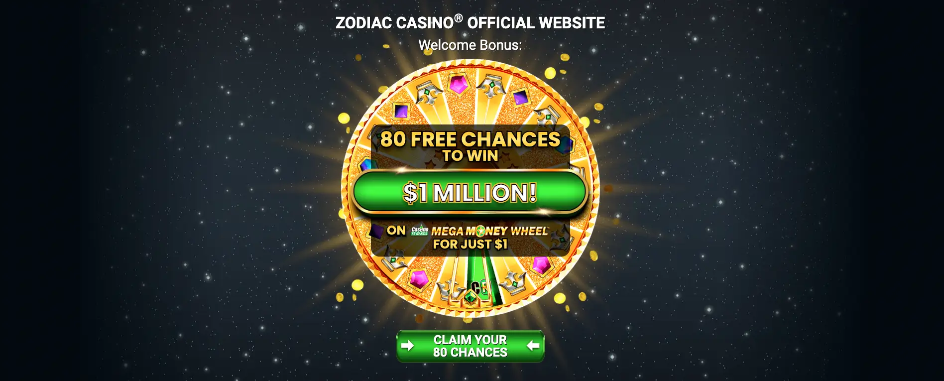 Zaslonska slika bonusnega mega kolesa igralnice Zodiac Casino